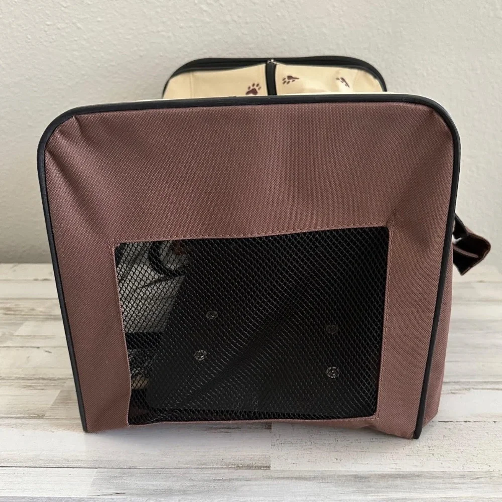 Dog & Cat Traveling Carrier with Wheels Paw Print Pet Travel Bag